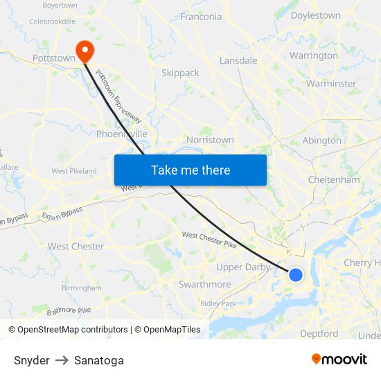 Snyder to Sanatoga map