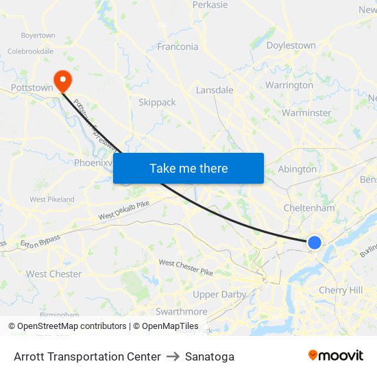 Arrott Transportation Center to Sanatoga map