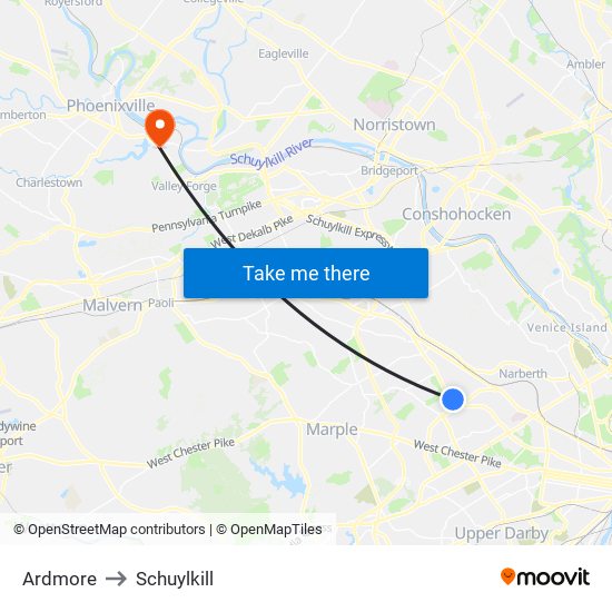 Ardmore to Schuylkill map