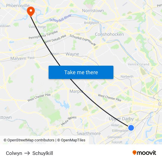 Colwyn to Schuylkill map