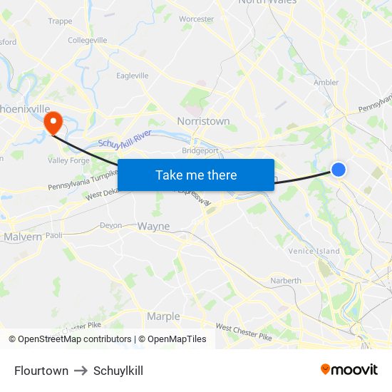 Flourtown to Schuylkill map