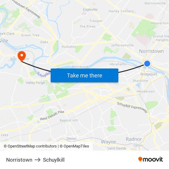 Norristown to Schuylkill map