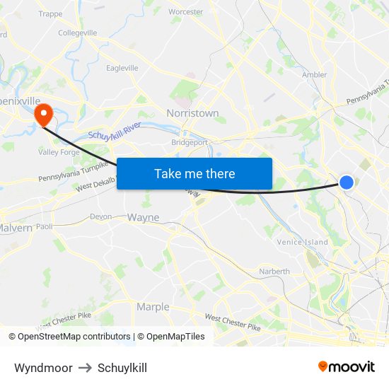 Wyndmoor to Schuylkill map