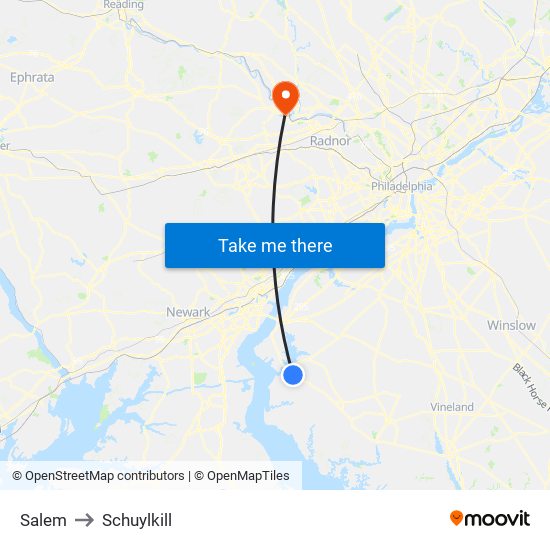 Salem to Schuylkill map