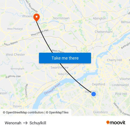 Wenonah to Schuylkill map