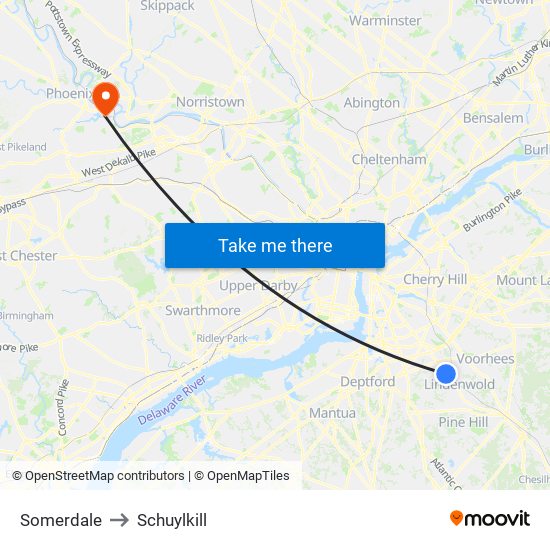 Somerdale to Schuylkill map