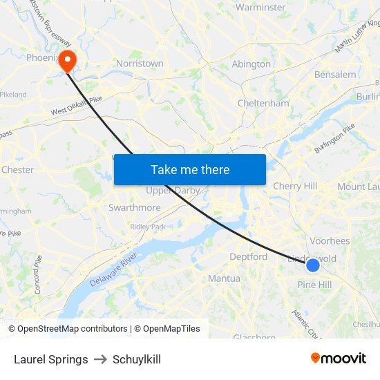 Laurel Springs to Schuylkill map