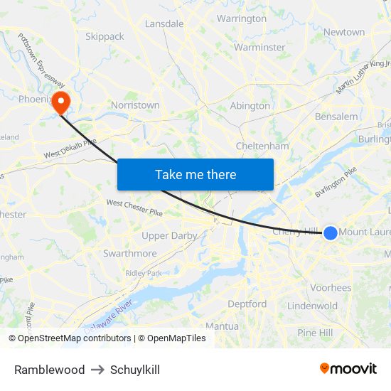 Ramblewood to Schuylkill map