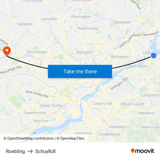 Roebling to Schuylkill map