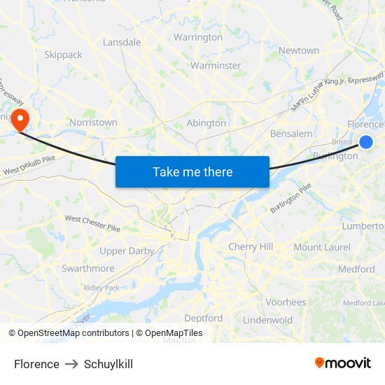 Florence to Schuylkill map