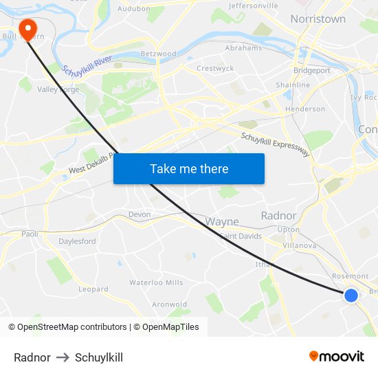 Radnor to Schuylkill map