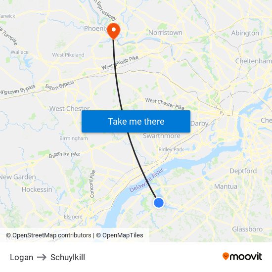 Logan to Schuylkill map
