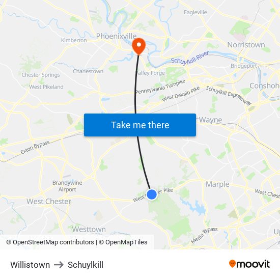 Willistown to Schuylkill map