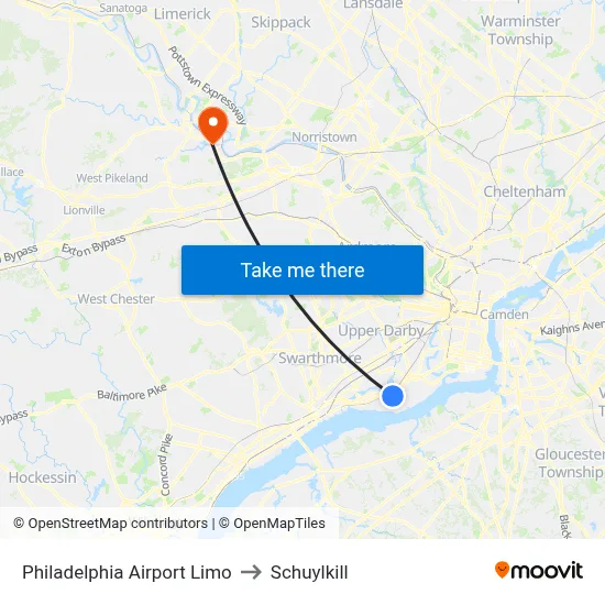 Philadelphia Airport Limo to Schuylkill map