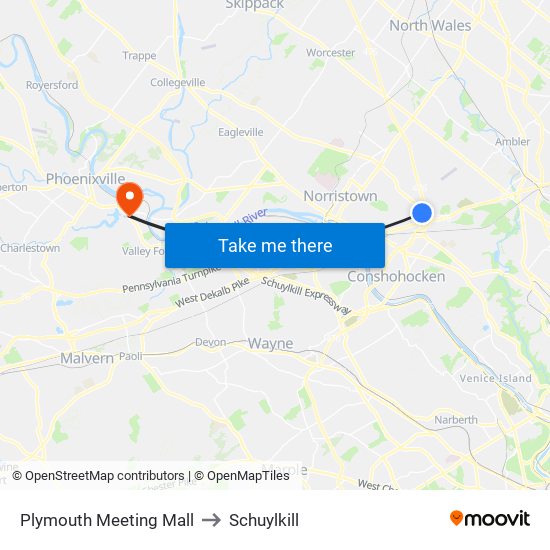 Plymouth Meeting Mall to Schuylkill map