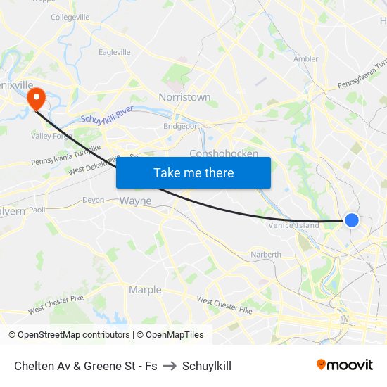 Chelten Av & Greene St - Fs to Schuylkill map