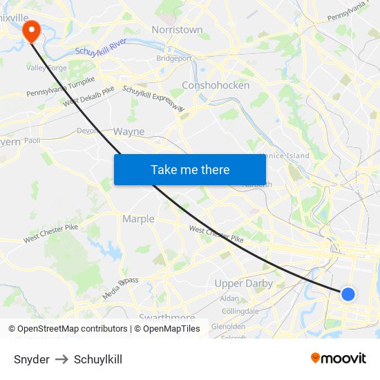 Snyder to Schuylkill map