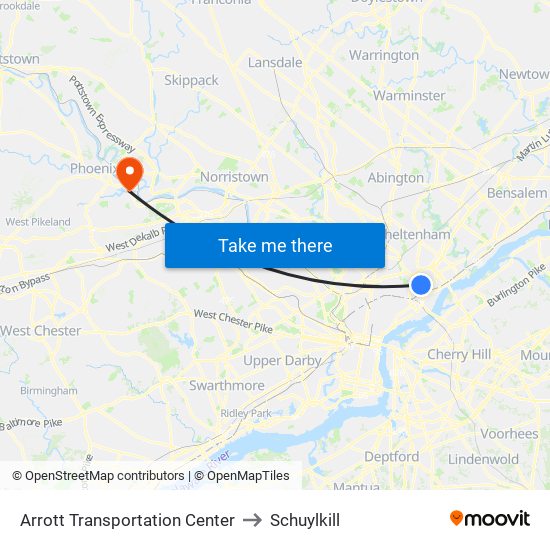 Arrott Transportation Center to Schuylkill map