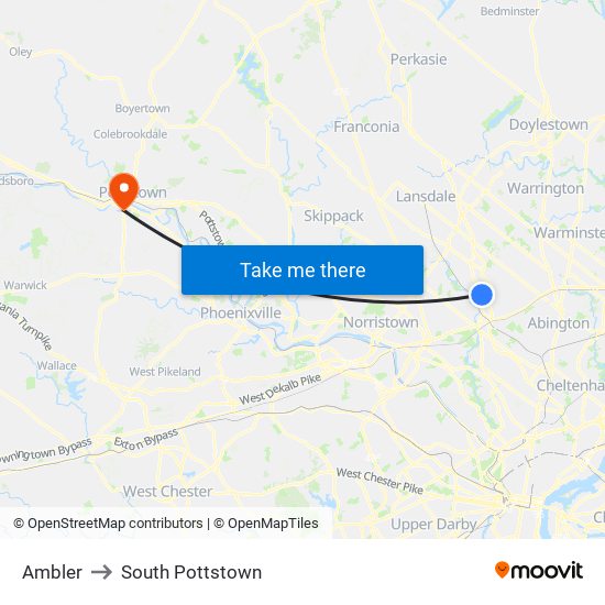 Ambler to South Pottstown map