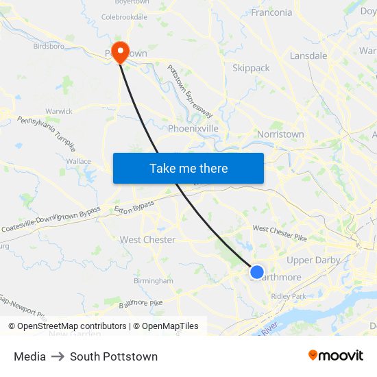 Media to South Pottstown map