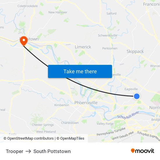 Trooper to South Pottstown map