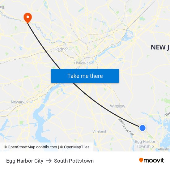 Egg Harbor City to South Pottstown map