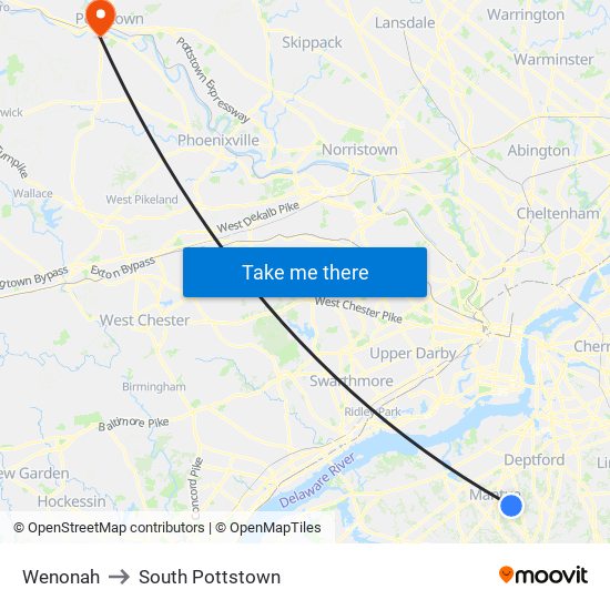 Wenonah to South Pottstown map