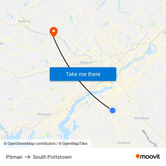 Pitman to South Pottstown map