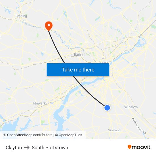 Clayton to South Pottstown map