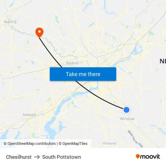 Chesilhurst to South Pottstown map