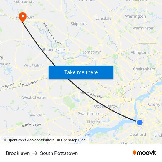 Brooklawn to South Pottstown map