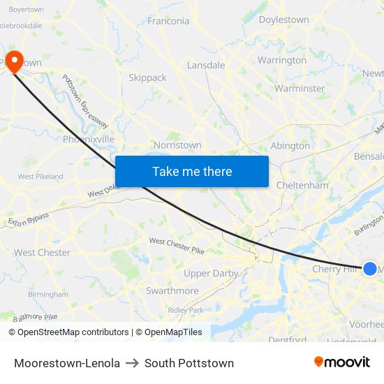 Moorestown-Lenola to South Pottstown map