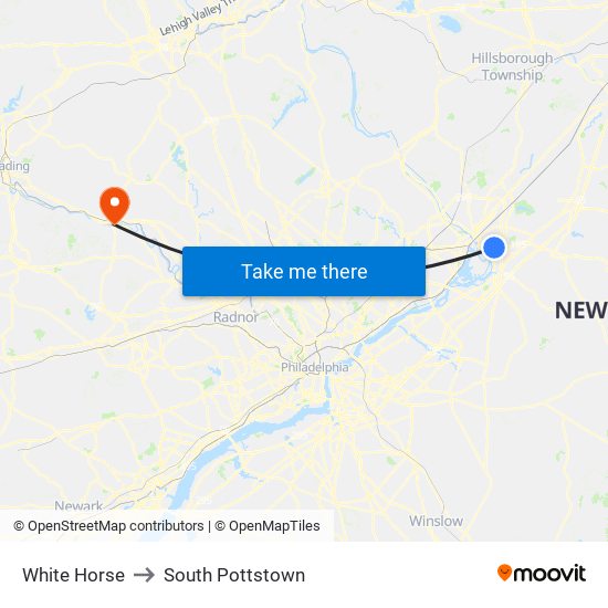 White Horse to South Pottstown map