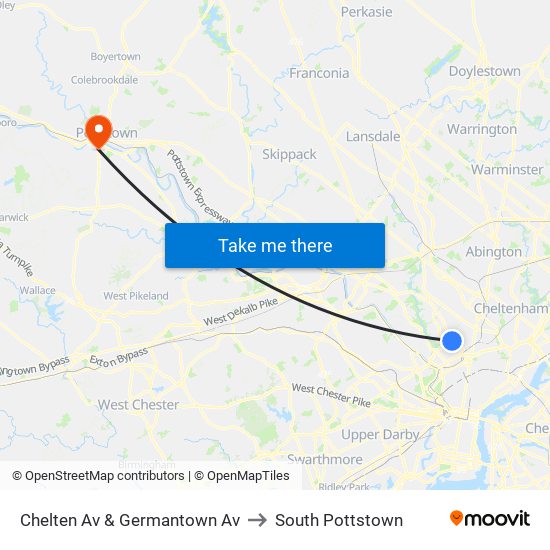 Chelten Av & Germantown Av to South Pottstown map