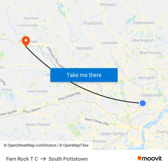 Fern Rock T C to South Pottstown map