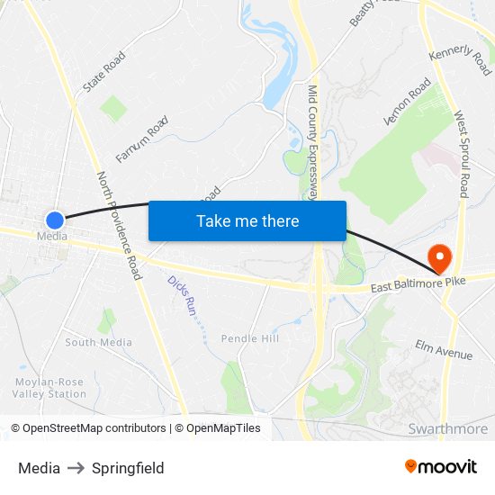 Media to Springfield map