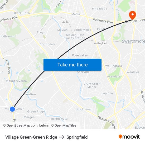 Village Green-Green Ridge to Springfield map