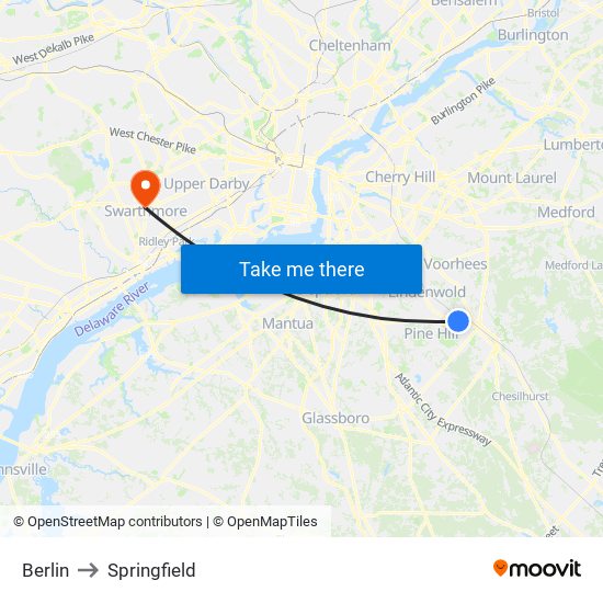 Berlin to Springfield map
