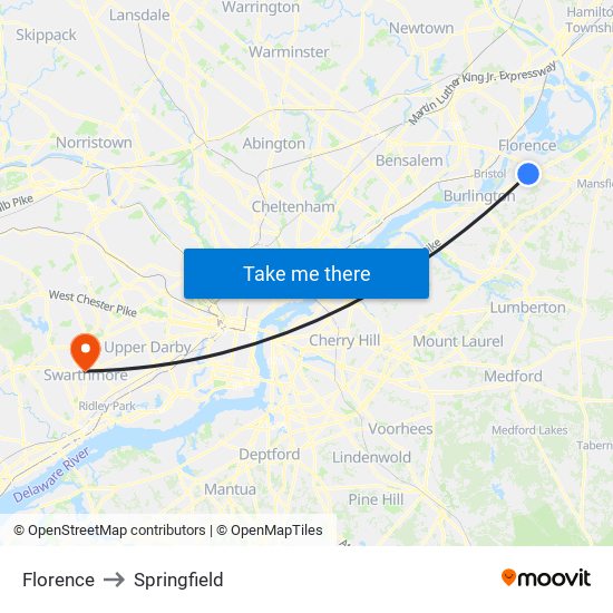 Florence to Springfield map