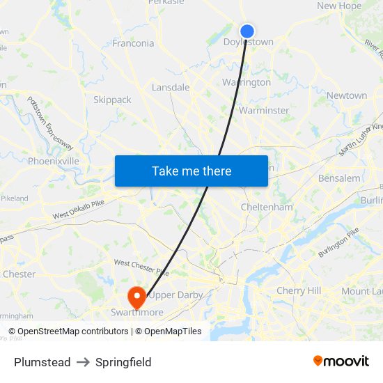 Plumstead to Springfield map