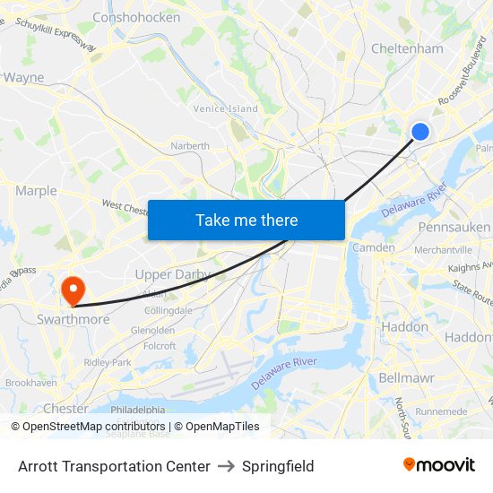 Arrott Transportation Center to Springfield map