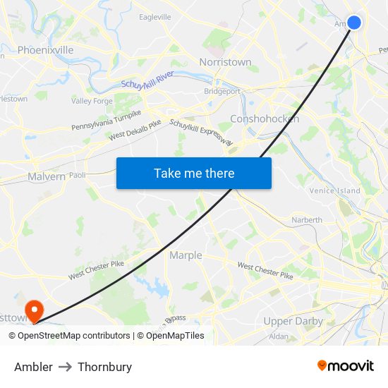 Ambler to Thornbury map