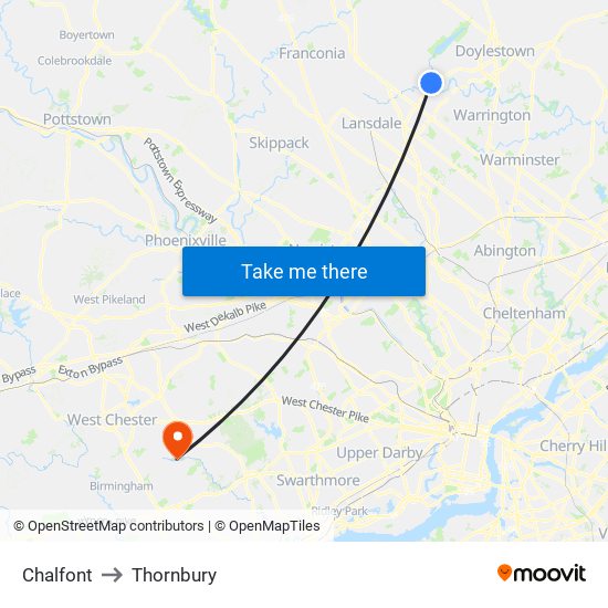 Chalfont to Thornbury map