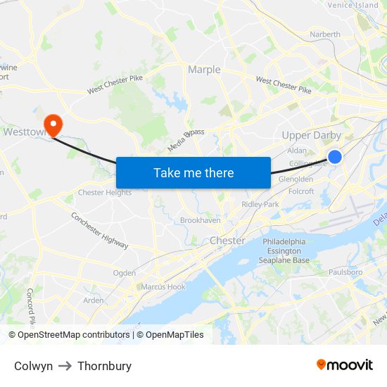 Colwyn to Thornbury map