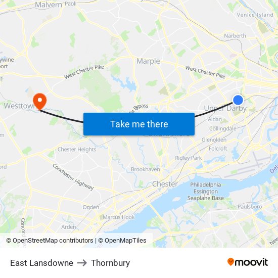 East Lansdowne to Thornbury map