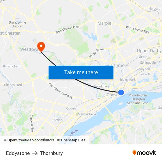 Eddystone to Thornbury map