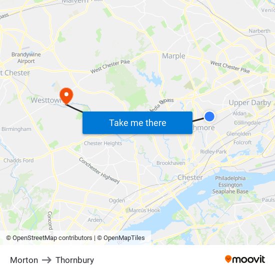 Morton to Thornbury map