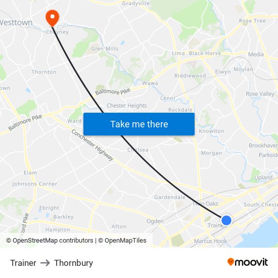 Trainer to Thornbury map