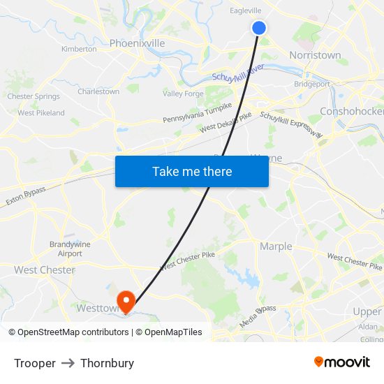 Trooper to Thornbury map