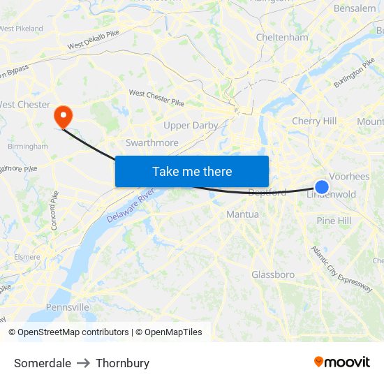 Somerdale to Thornbury map